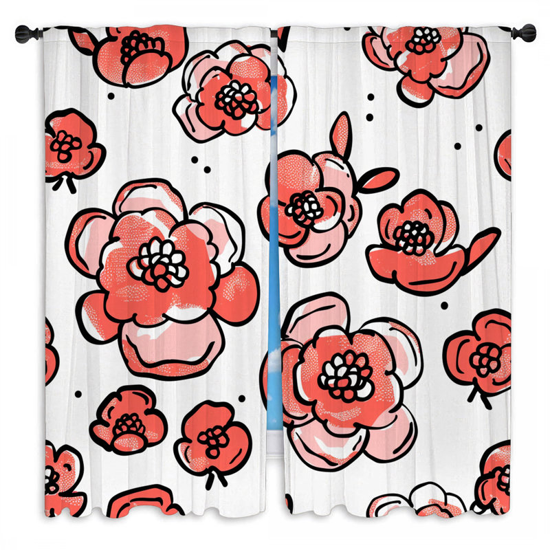Rideaux de fenêtre à motif floral - 2 panneaux, L 20 po x L 61 po