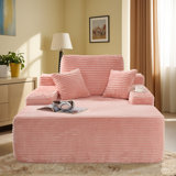 Hogle 48.42'' Wide Upholstered Plush Corduroy Chaise Lounge Sofas With Pillows And Armrests