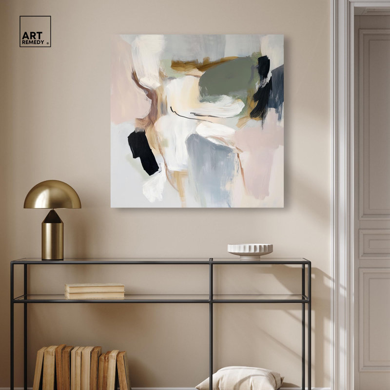 «Softened Encounters II», art abstrait neutre par Art Remedy, Toile tendue, H 30 po x l 30 po