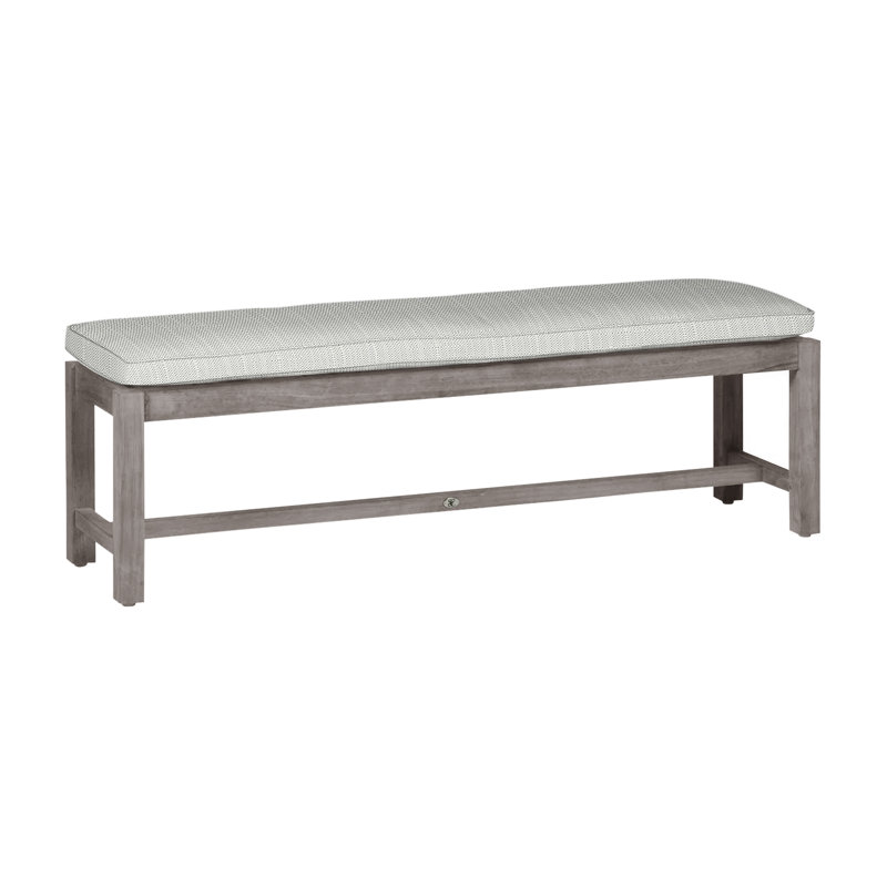 Banc d'extérieur sans dossier 59 po Club, Huître teck, Welt, Sunbrella® argent Verona