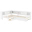 Lit plateforme en L simple avec lit gigogne, lit plateforme en bois massif avec tiroirs de rangement et tablettes, aucune boîte à ressorts nécessaire-630958460