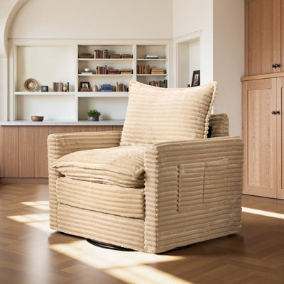 Fauteuil pivotant rembourré en velours côtelé 