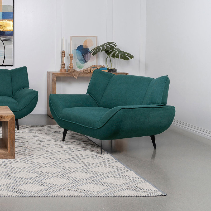 Upholstered Flared Arm Accent Chair Teal Blue