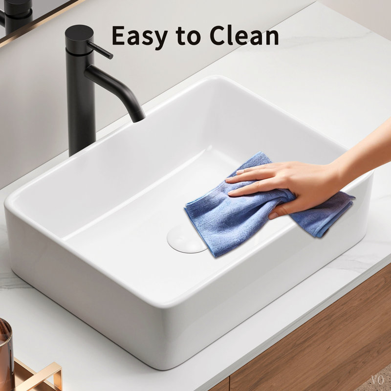 Vessel Sink Rectangle 19 Inch Bathroom Sink,Rectangular Modern Above Counter Bathroom Sinks 19x15 Inch Porcelain Ceramic Vessel Vanity Sink Art Basin