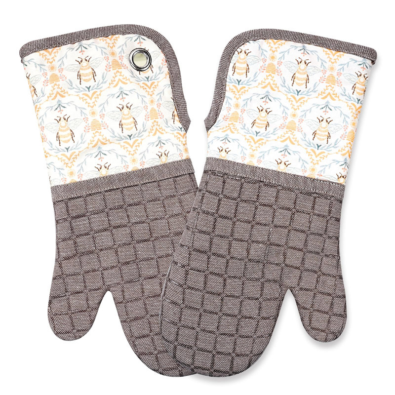 Silicone Printing Oven Mitts, Khaki