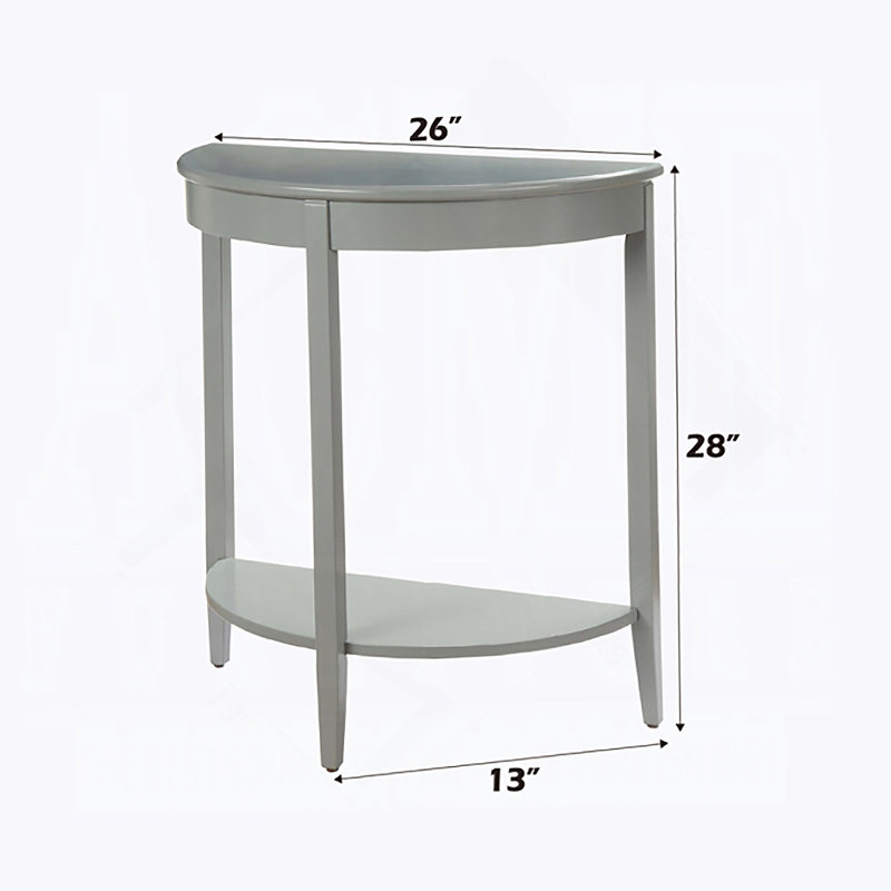 Console grise avec compartiment ouvert et pieds en bois de pin massif durable, parfaite pour les vestibules modernes et les salons.