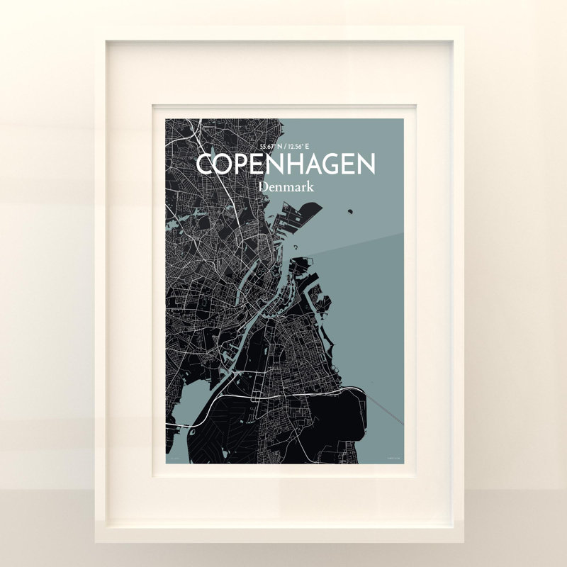 Copenhagen City Map In Midnight - No Frame Print, 24cm H x 18cm W x 0.05cm D