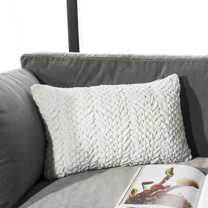  Cotton Pillow Cover & Insert, Cream, 12" H x 20" W, Rectangular