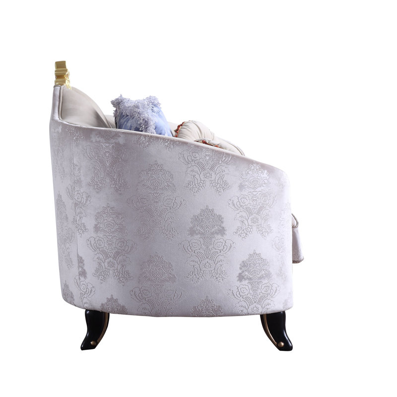Sheridan Cream Fabric Loveseat with 5 Accent Pillows