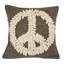 Housse de coussin en laine feutrée à la main, signe de paix crème sur fond gris, 20 po-1035842185