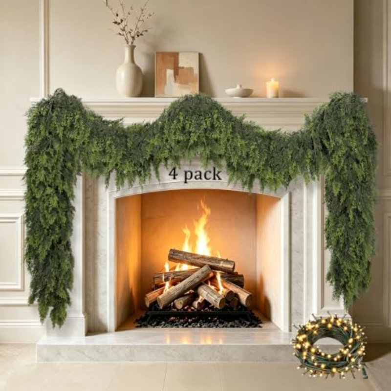 4 pièces guirlande de Noël en cèdre 6 pi avec lumières