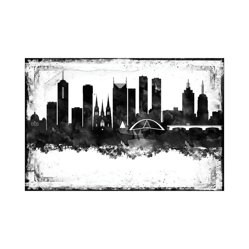 Melbourne Black And White Framed Skylines by WallDecorAddict - Wrapped Canvas Gallery-Wrapped Canvas Giclée, Wrapped Canvas