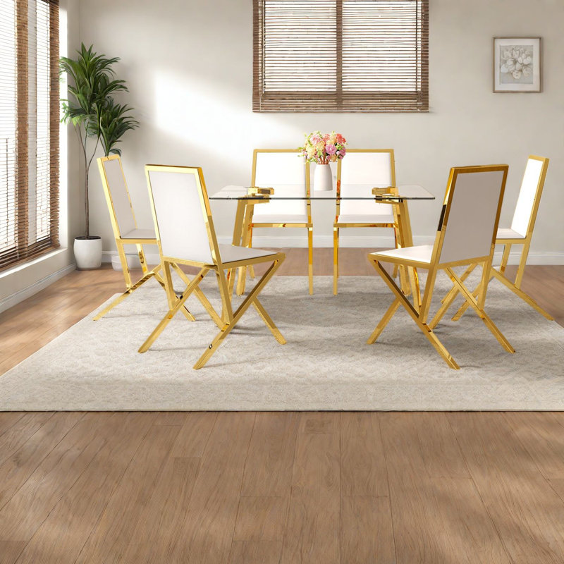 Ensembles de table de salle à manger (doit inclure à la fois la table et la chaise), salle à manger moderne en verre et métal