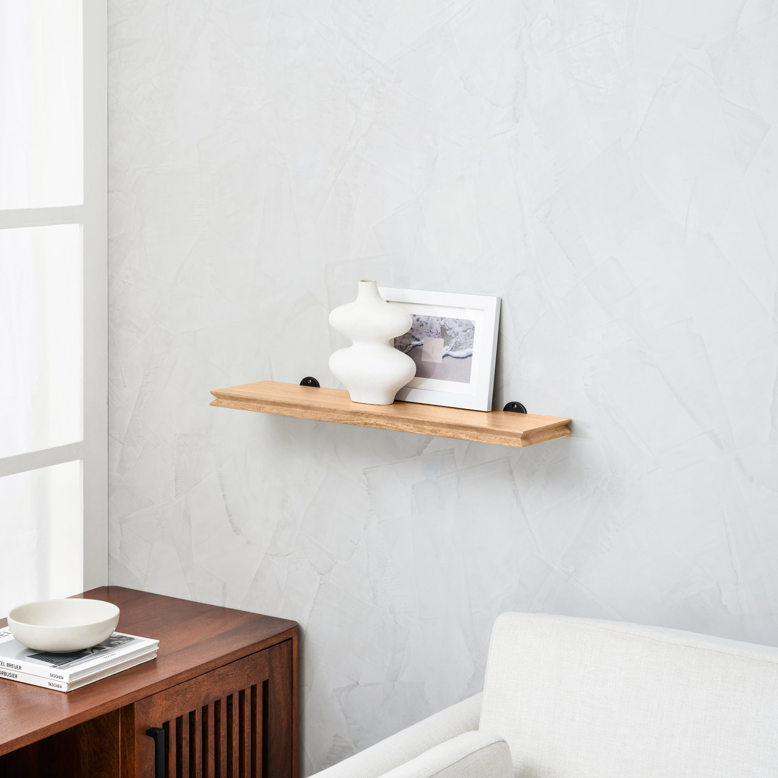 Irie Mango Wood Floating Shelf, 1'' H x 24'' W x 6'' D, Natural