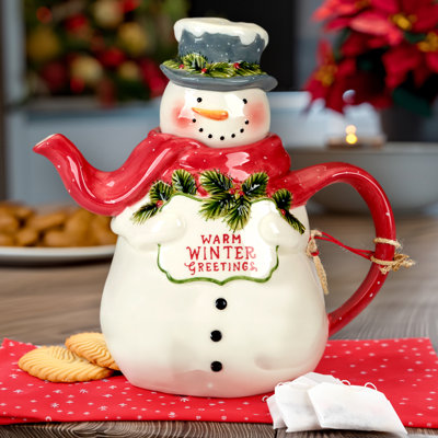 Théière 3D bonhomme de neige bonhomme de neige 8,25 po x 5,25 po x 8,125 po 34 oz