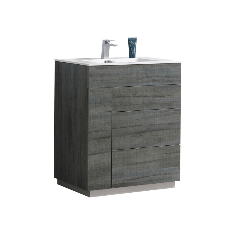 Ebling 29.8 " W Freestanding Standard Free Standing 1 Single Vanity Bathroom Vanity With Acrylic Top, White