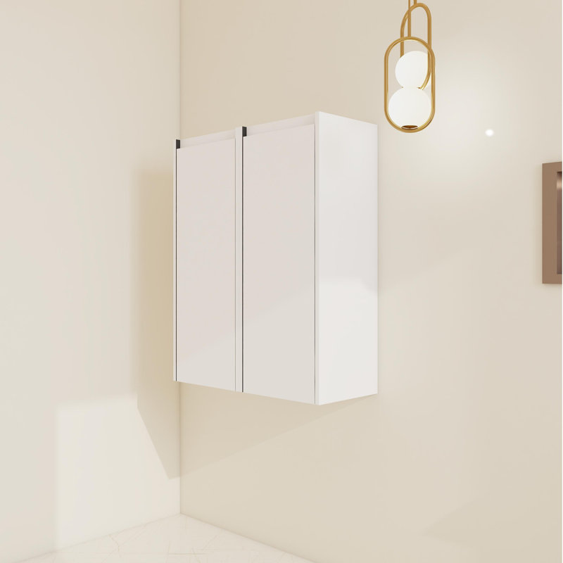 Karavites 12" Single Wall Mounted Required Linen Cabinet with 2 Soft Close Doors, White