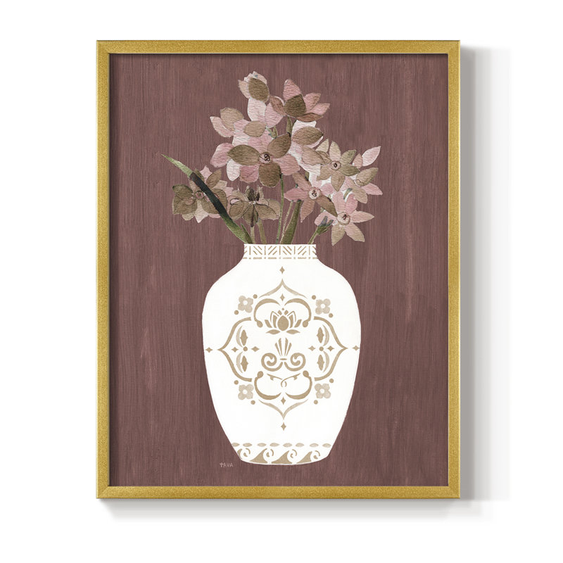 Romantiques fleurs I, reproduction encadrée - bois massif, Doré