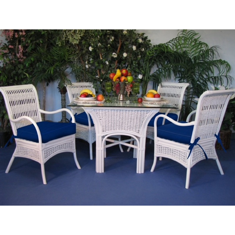 Cabery Square 4 - Person 42'' Long Dining Set with Cushions, Cream