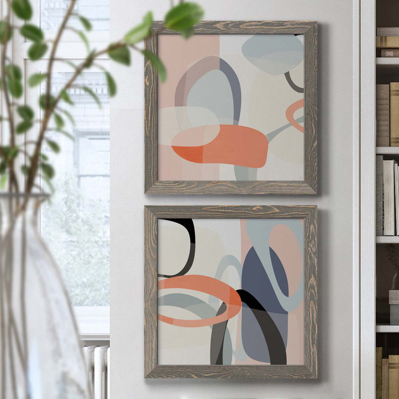 «Floating on Silk I», ensemble de 2 impressions sur toile, H 20 po x l 40 po x P 1,5 po, Toile avec cadre gris
