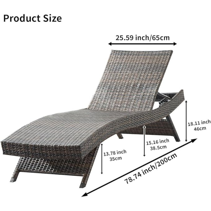 Chaise longue d'extérieur (ensemble de 4) avec coussin et table