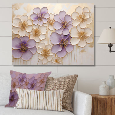 Mauve et or sur fond orné de violettes, "Violettes Meadow II"