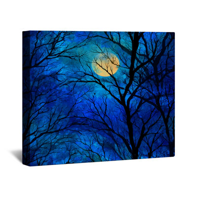 Toile tendue sur toile Moonlit Trees - Décoration murale nature en plusieurs tailles