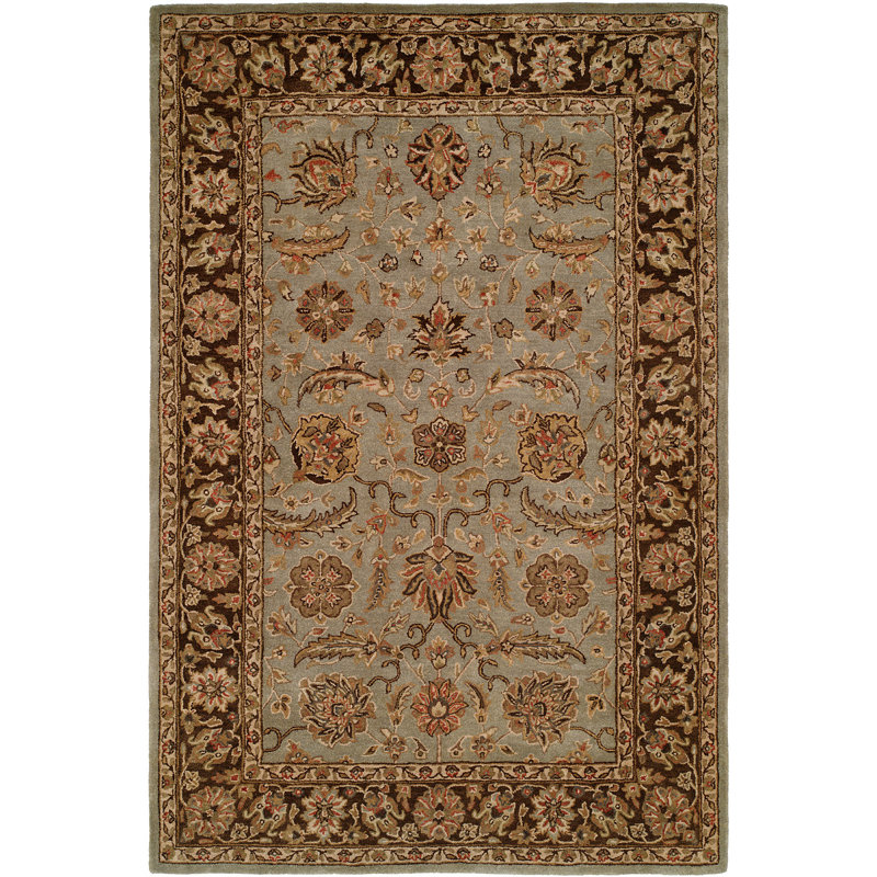 Wool Oriental Area Rug in Brown, Rectangle 6' x 9'