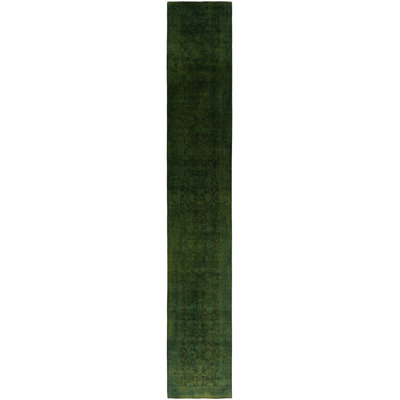 Huckaby One-of-a-Kind 2' 6" X 15' 9" Runner Wool Area Rug Green