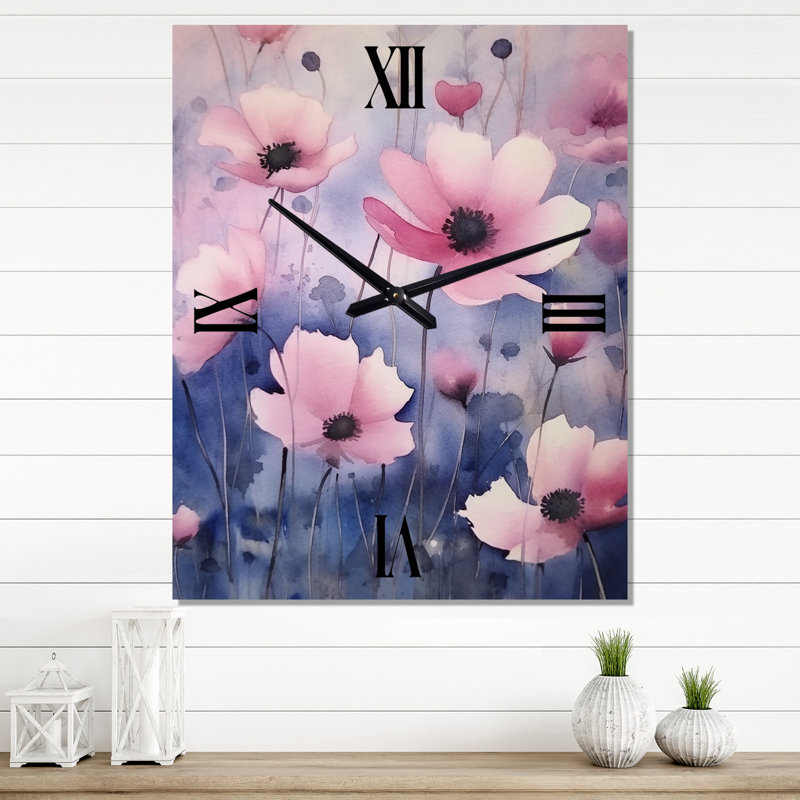Horloge murale rose et bleu Wilflowers, Médium