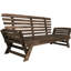 Lit de jour de patio avec fabrication en bois franc - rembourrage confortable, bois brun et beige - revêtement durable
