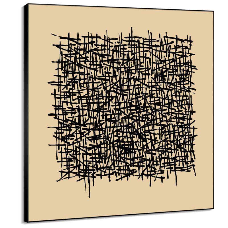 Abstract Line Dense Crosshatch Pattern Illustrations Extra Large Framed Wall Art Print Decor (Framed Assembly Required)