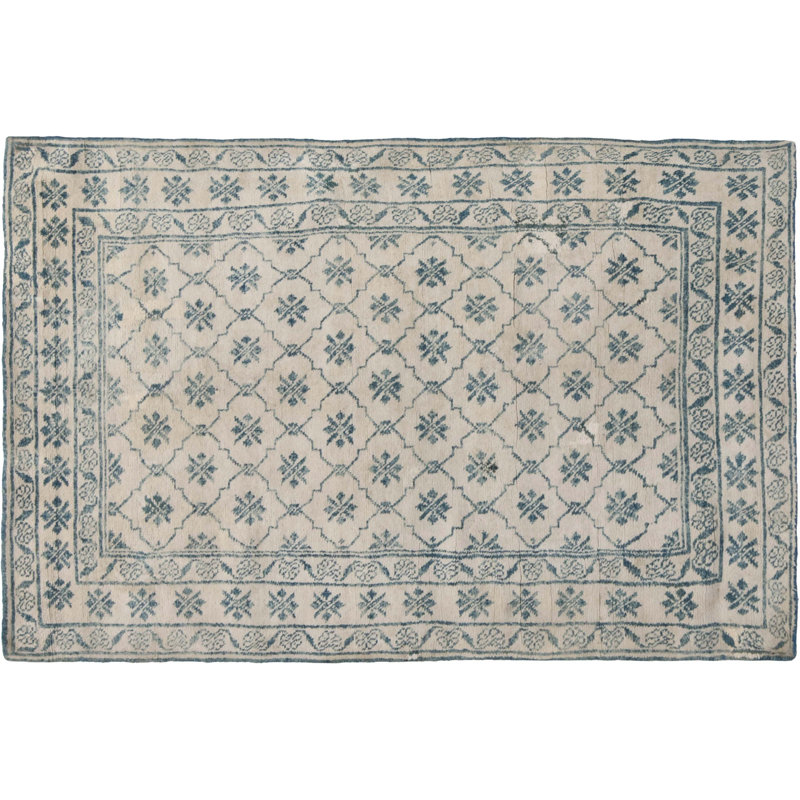 Antique One-of-a-Kind Rectangle 4' X 6'10" Hand Knotted Area Rug