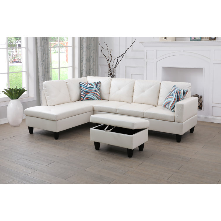 Oakley White 6 Piece Leather Sectional Sofa – Kane's Furniture