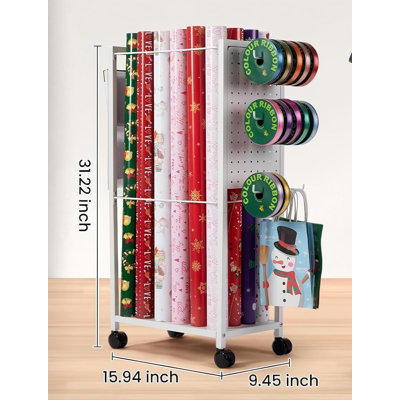 Chariot en papier d'emballage, rangement pour papier cadeau, support de rangement pour emballage de cadeaux, organisateurs de ruban, 12 bracelets à claques PCS