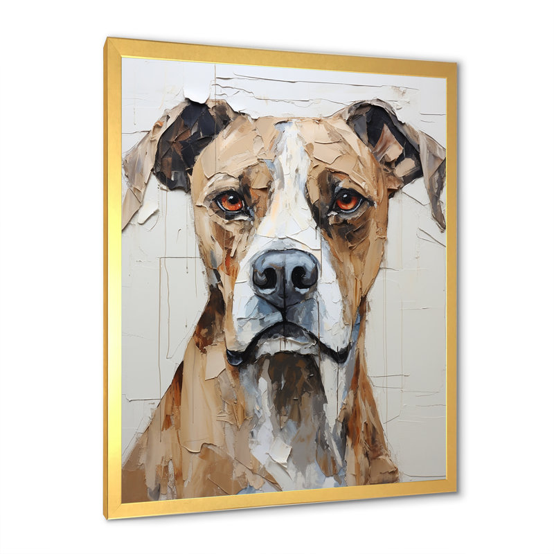 Portrait d'un berger anatolien sur toile, Cadre doré simple, H 32 po x l 16 po x P 1 po