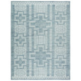 Cirus Hand Knotted Geometric Blue/ Ivory Area Rug (6''X9'')