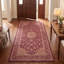 Tapis Basin2 traditionnel à médaillon délavé, style persan, bordeaux, cuivre, vert, crème, rose, lavable à la machine, antidérapant, à poils courts, pour l'intérieur et l'extérieur, adapté aux animaux domestiques, idéal pour le salon, la chambre, la salle à manger, l'entrée, le couloir ou le bureau.-78142755