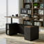 Ensemble de mobilier de bureau 72 po, bureau d'ordinateur avec huche, bureau debout électrique 71 po avec grand panneau d'intimité une pièce, station de charge, classeur pour bureau personnel