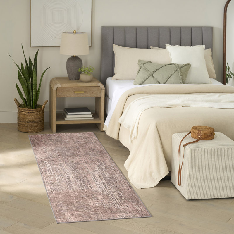 Nourison Botanical Washables 2' x 6' Taupe Modern Indoor Rug, Runner 2' x 6', Taupe