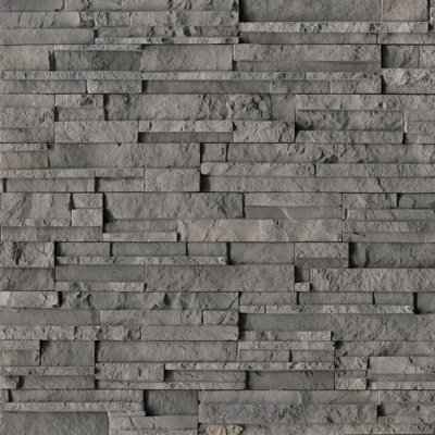 Panneaux muraux en pierre reconstituée empilée Terraforma Silverthorn, tailles assorties (15 pièces, 5,4 pi² par boîte)