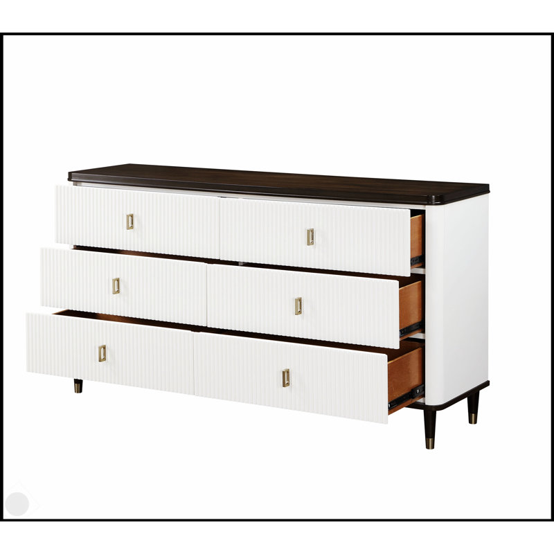 Commode Carena blanc et noyer avec plateau à bijoux en feutre