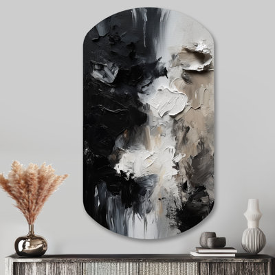 «Black Splash Paint Art II», reproduction d'art asymétrique sur métal, sculpture murale en métal cylindrique