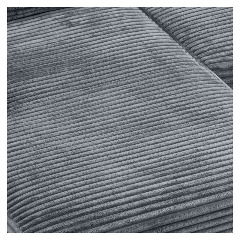 Canapé modulaire en velours côtelé de 104 po avec siège profond et porte-gobelets Boneless, Gris, Face à la gauche