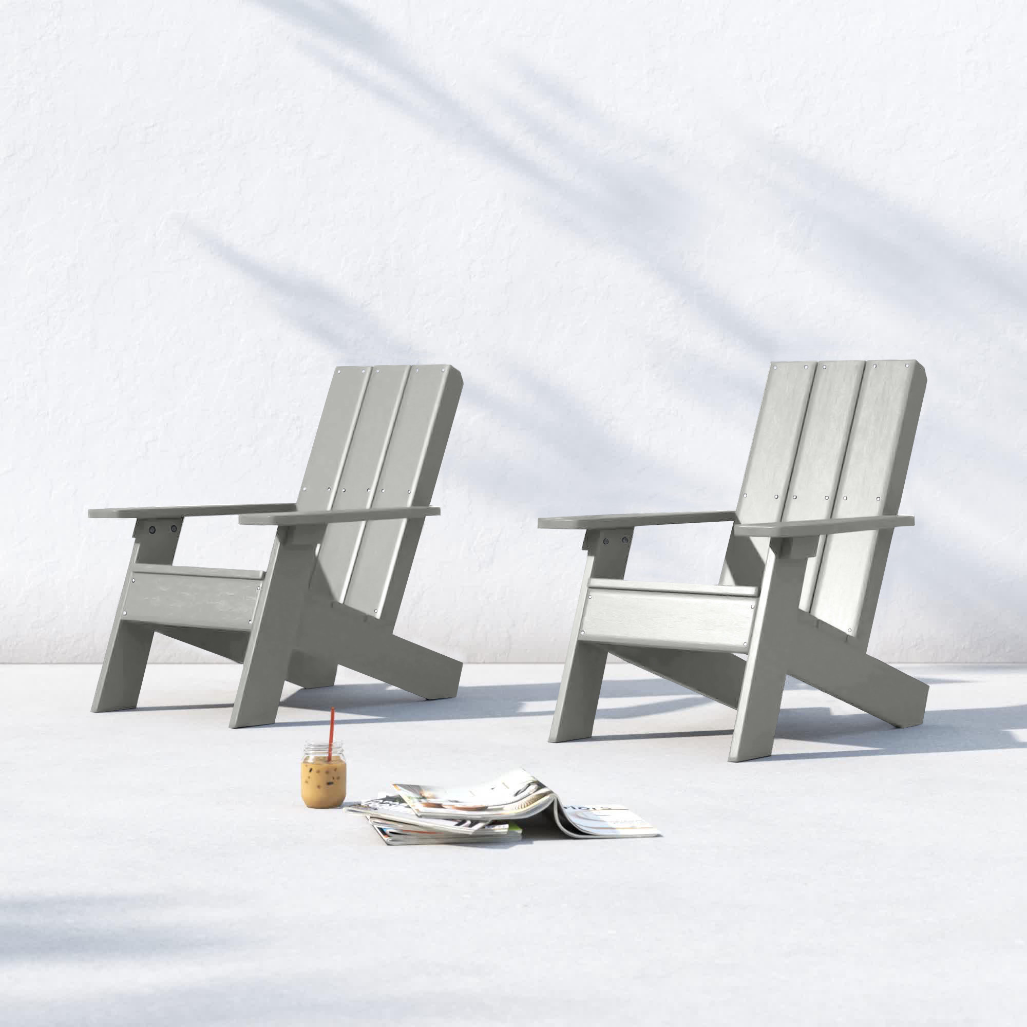 Byrnes Outdoor Adirondack Set, Gray