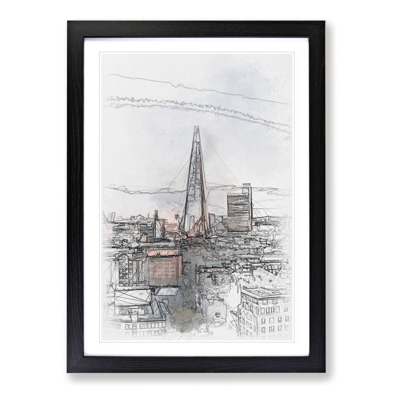 The Shard in London Vol.5 - Picture Frame Graphic Art, 65cm H x 48cm W x 2cm D, Black Framed