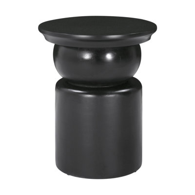 HomeRoots 20" Black Solid Wood Round Drum End Table