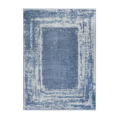 Tapis rectangulaire Amaya Navy avec envers antidérapant