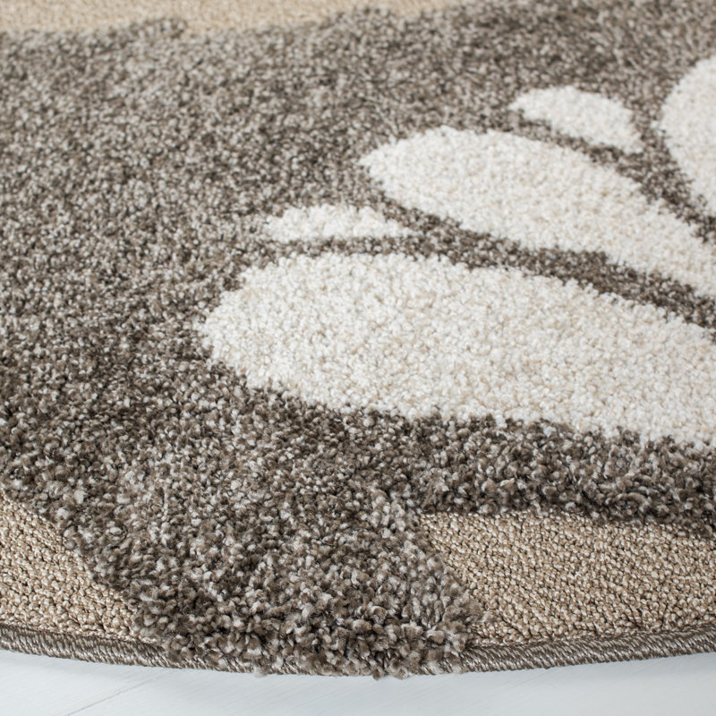 Chanhassen Shag Performance Floral Rug, Round 6'7"