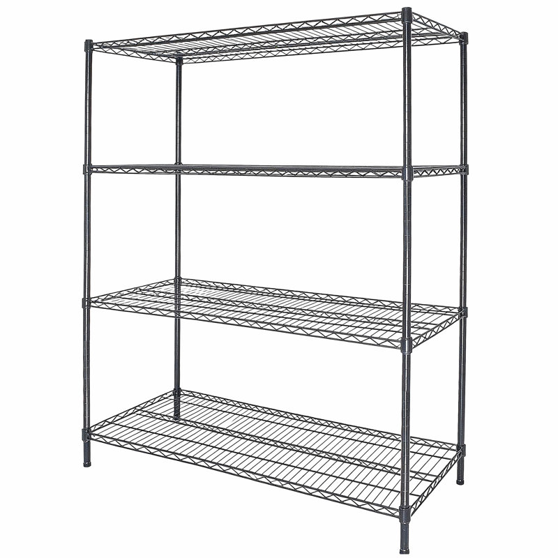 Étagères de rangement robustes en métal avec roulettes l 55,5 po x P 24 po x H 80 po, 4 niveaux réglables, capacité de 2400 lb, étagère de garage, rangement industriel roulant, noir